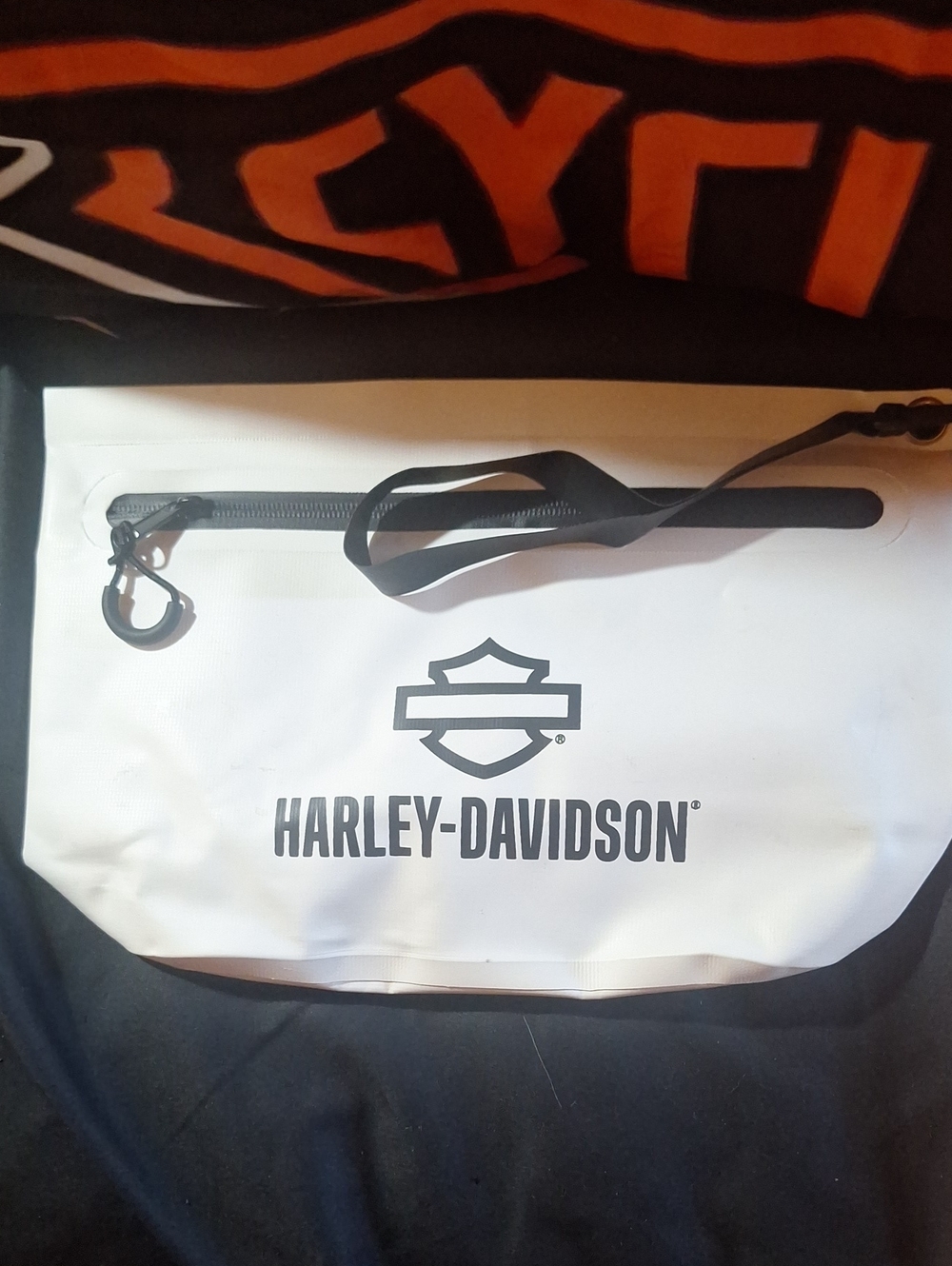 Harley-Davidson White and Black Canvas Bag with Logo